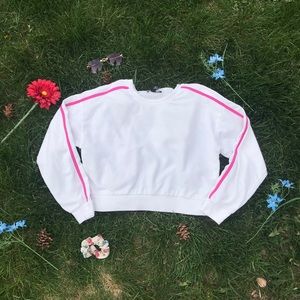 Forever21 White Long Sleeve Crew Neck Shirt